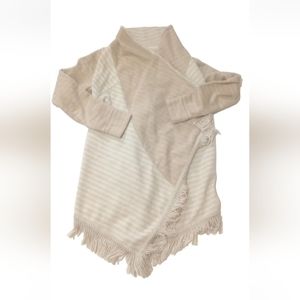 Anthropologie Monday Tuesday MTWTF XS Sweater Knit Cardigan Shawl Tassles Cream